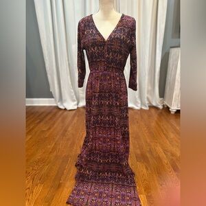 Jack by BB Dakota purple and orange geometric maxi dress women’s size medium EUC